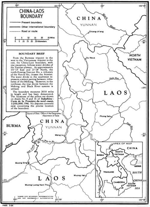Mapa granicy Chińsko-Laotańska