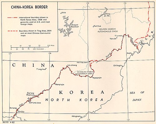Mapa granicy Chińsko-Północnokoreańska