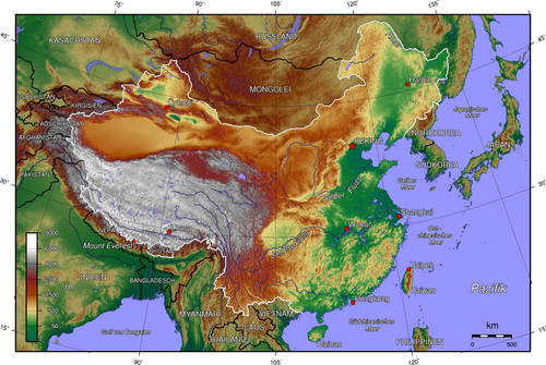 Mapa topograficzna Chin