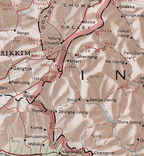 Chumbi - trijunkcja (1965) mapa CIA