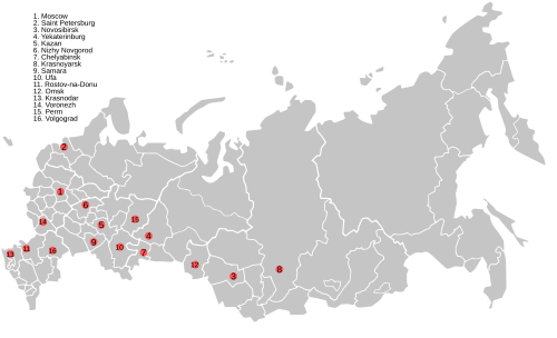 Miasta Rosji z 1+ mln mieszkańców