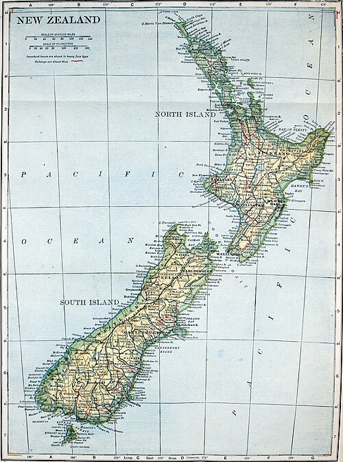 Mapa Nowej Zelandii Colliera