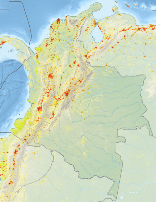 Kolumbia reliefy i mapa demograficzna