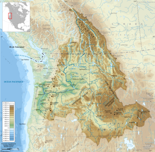 Mapa zlewni rzeki Columbia