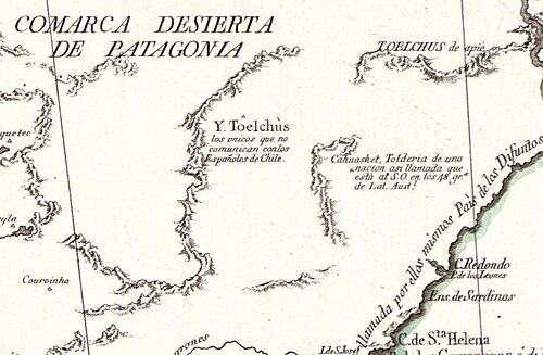Pustynna okręg Patagoni, Toelchus, tylko nie komunikują się z Hiszpanami