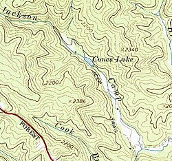 Mapa topograficzna jeziora Cones