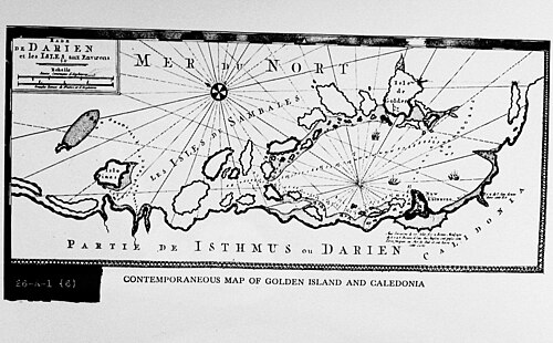 Współczesna mapa Golden Island i Caledonia