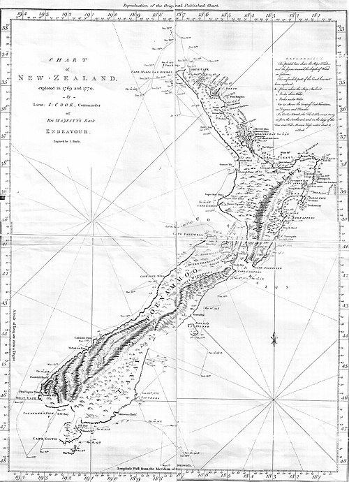 Mapa Nowej Zelandii Cooka