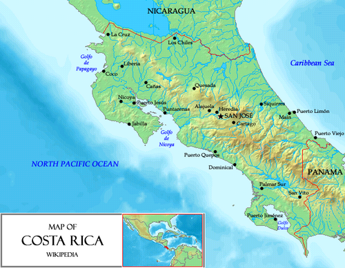 Mapa Kostaryki