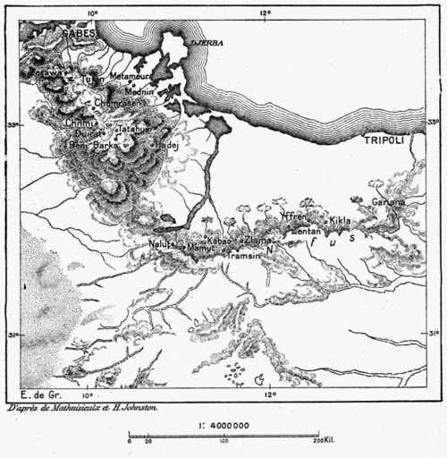 Mapa wsi troglodytycznych w Tunezji