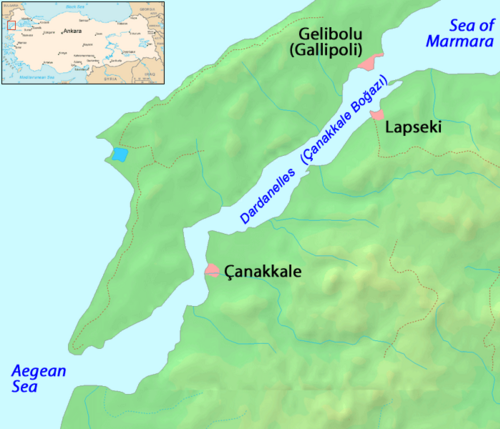 Mapa Dardaneli