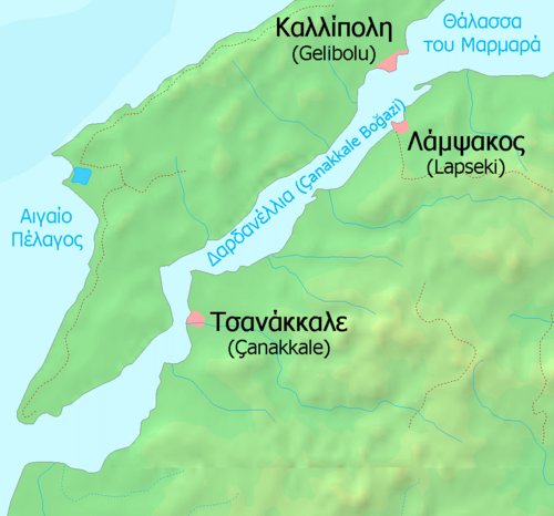 Mapa Dardanelli (grecki)