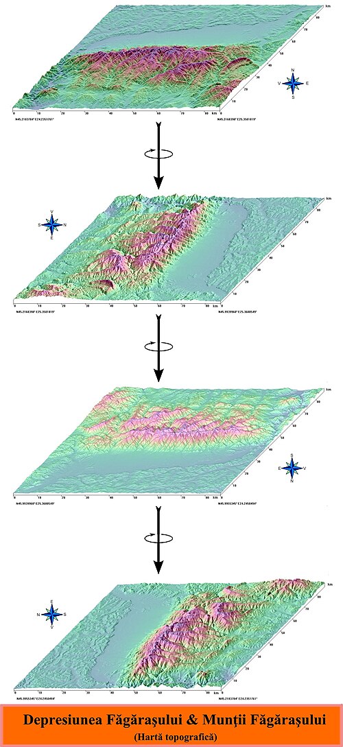 Depresja i góry Fagaraș - mapa topograficzna