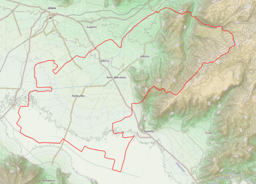 Mapa topograficzna Dimos Doxatou