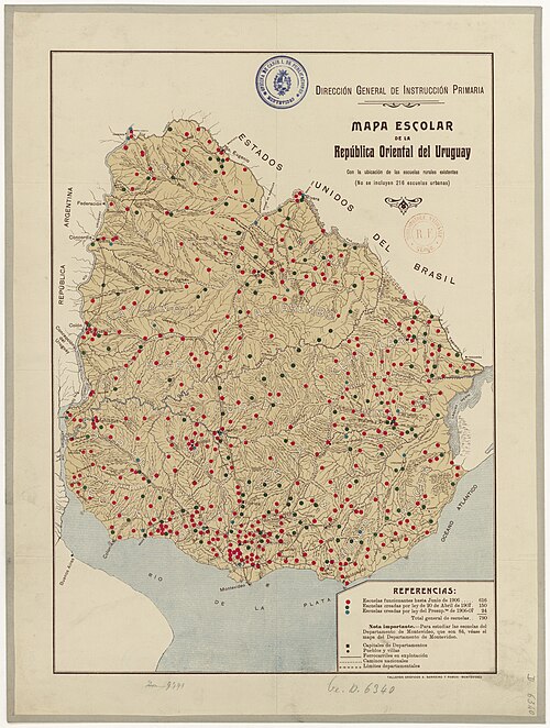 Mapa szkolna Republiki Wschodniej Uruguay