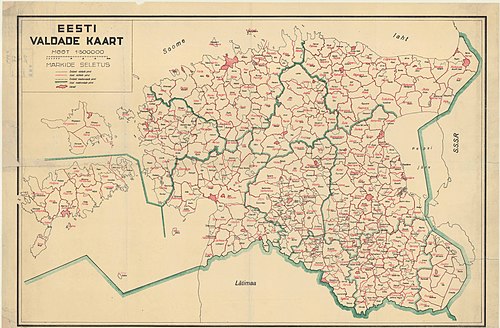 Mapa estońskich okręgów 1939