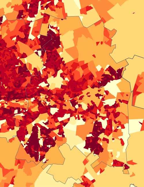 Ekurhuleni - Mapa gęstości zaludnienia 2011