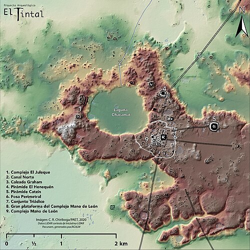 Mapa Lidar Płaskowyżu El Tintal PAET