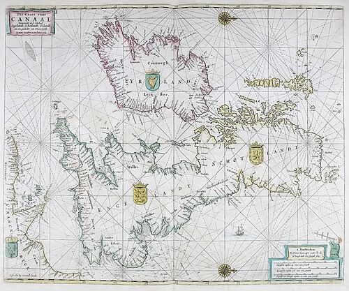 Anglia, Szkocja i Irlandia na holenderskiej mapie z 1677 r.