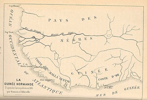Gwinea Francuska według map z 1665