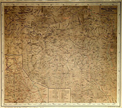 Mapa Doliny Valsesia 1891