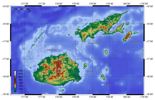 Mapa topograficzna Fidżi