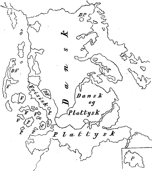 Folkevennen 1864 - Mapa języka duńskiego