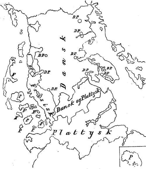 Folkevennen 1864 - Mapa języka niemieckiego