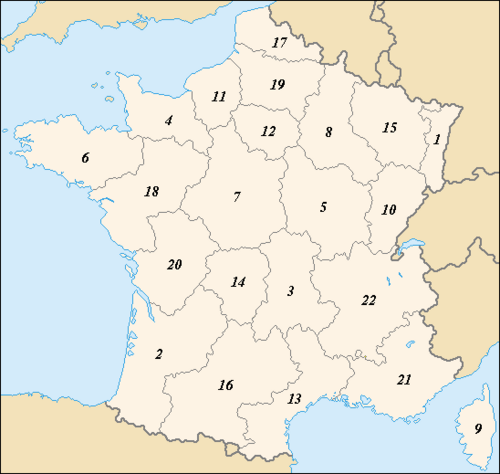 Mapa regionów francuskich