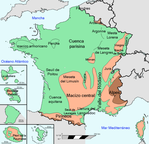 Francja mapa terenu