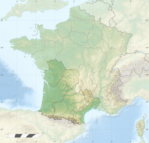 Francja mapa terenu - południowy zachód