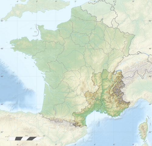 Francja - mapa Relief południowy wschód