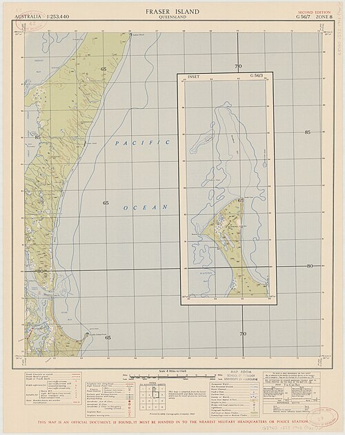Mapa topograficzna Fraser Island 1942