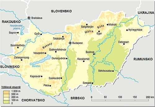 Mapa fizyczna Węgier