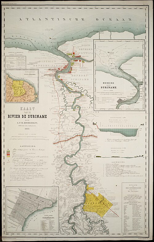G.P.H. Zimmerman - Mapa Surinamu (1877)