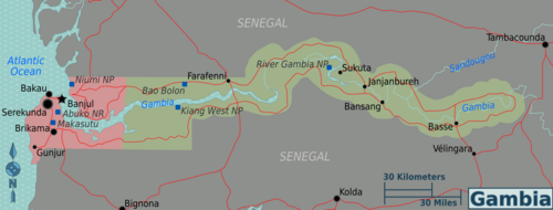 Mapa regionów Gambii