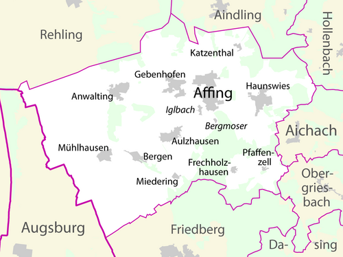 Mapa gminy Affing
