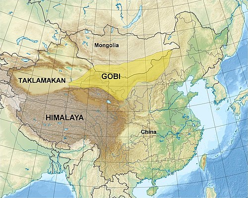 Mapa Gobi i Taklamakanu