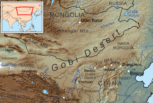 Mapa pustyni Gobi