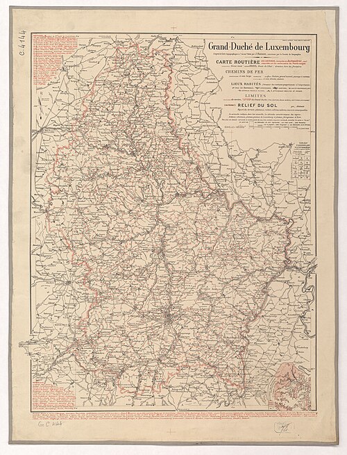Wielkie Księstwo Luksemburga mapa topograficzna