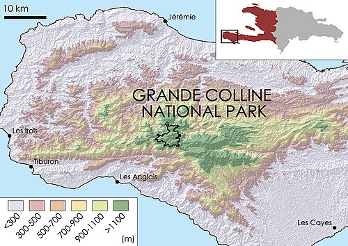 Mapa topograficzna Parku Narodowego Grande Colline