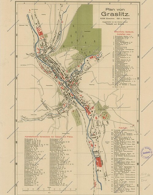 Plan miasta Graslitz 1924