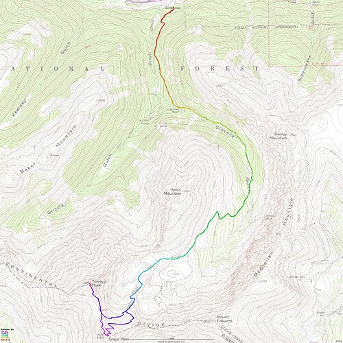 Ślad GPS Grays i Torreys