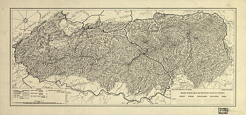 Mapa topo Parku Narodowego Great Smoky Mountains 1935