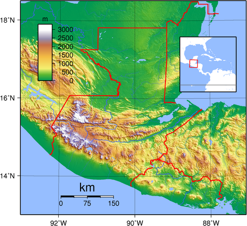 Mapa Topograficzna Gwatemali