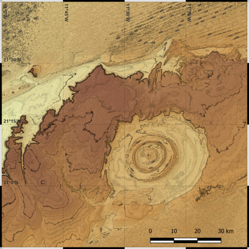 Mapa topograficzna Guelb Richat