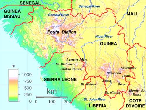 Mapa Wysoczyzn Gwinei