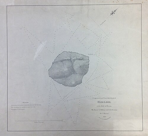 Mapa wyspy Halul 1823