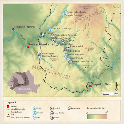 Mapa celów obszaru Cheile Nerei