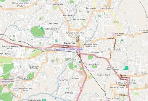 Heredia, Kostaryka - mapa miasta